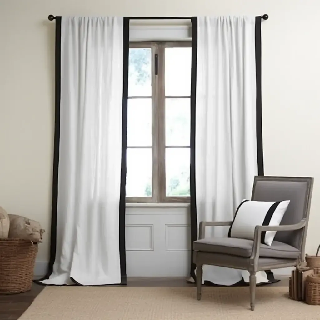 Black and White Linen Curtains