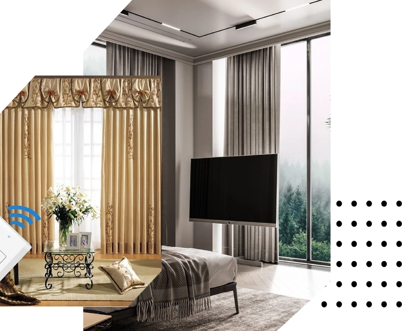Automatic motorized window with remote control curtains