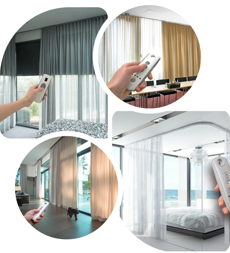 phụ kiện rèm tự động motor ray điện cao cấp cho rèm vải phòng khách hiện đại