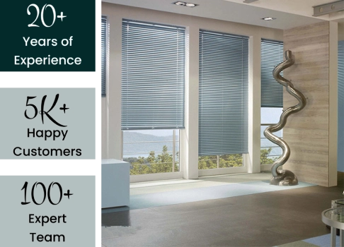 Modern aluminum window blinds installed in a Dubai apartment