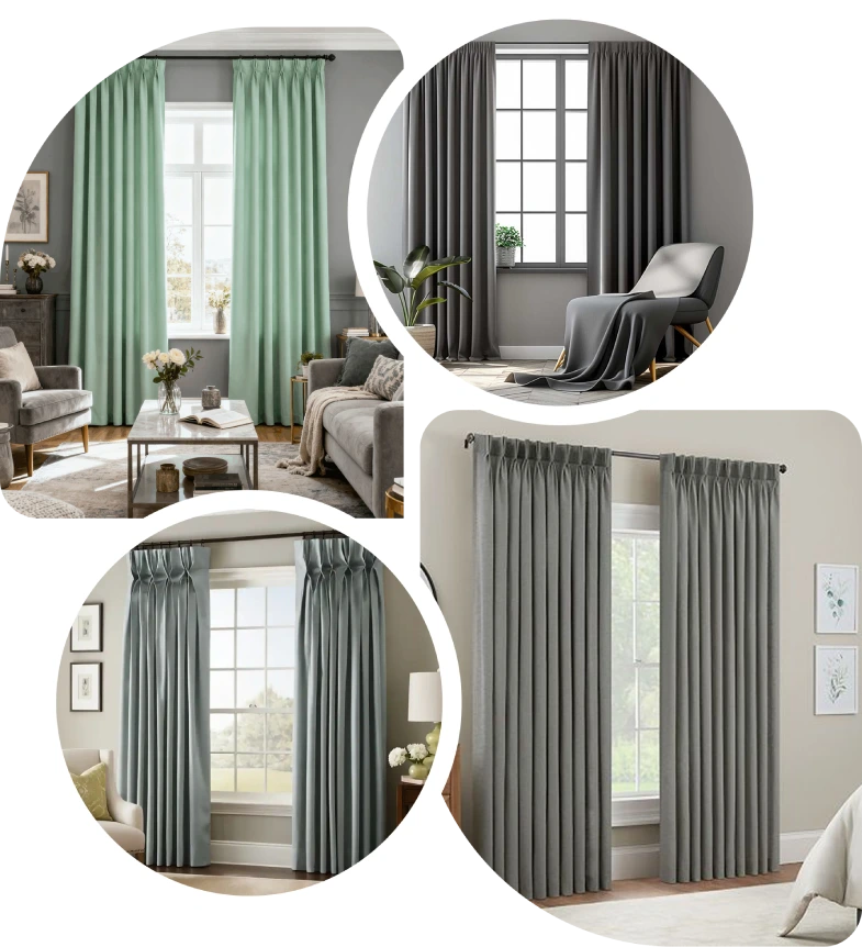 Luxury goblet pleat curtains Dubai