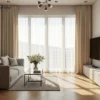 Elegant Living Room with Custom Curtains in Dubai Style Interior