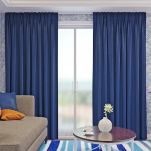 Blue Pinch Pleat Blackout Curtain, Sedar