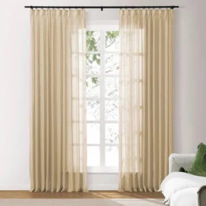 Vertical Striped Sheer Curtain Voile (1)