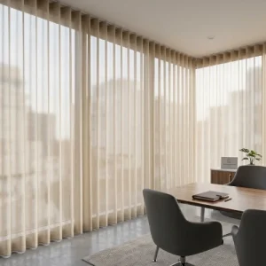 Beige Woven Sheer Wave Curtains
